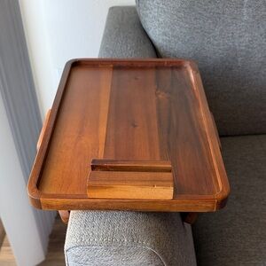 Elegant Brown Wooden Sofa Tray